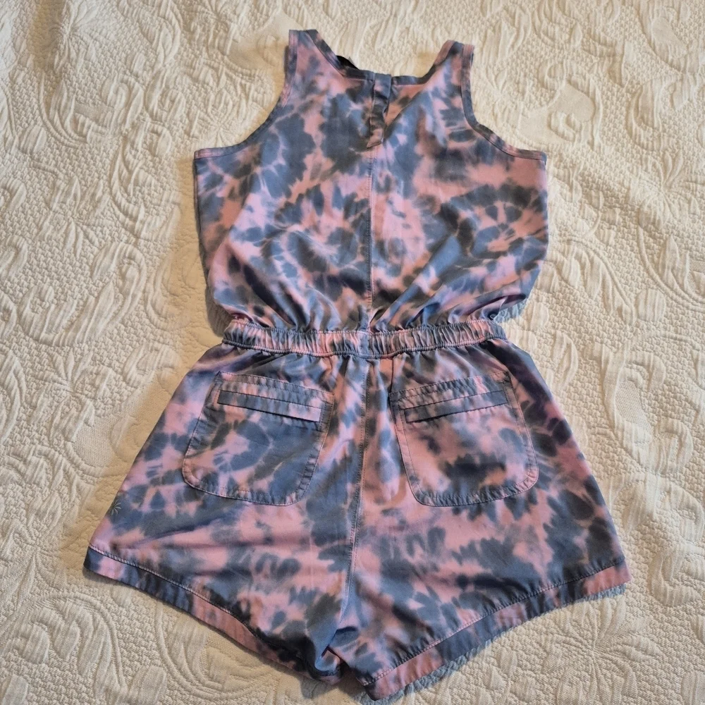 Athleta Girl size Medium or 8/10 tank romper, pink and gray tye dye effect - Picture 5 of 7